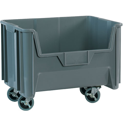 19 7/8 x 15 1/4 x 12 7/16 Gray Mobile Giant Stackable Bins
